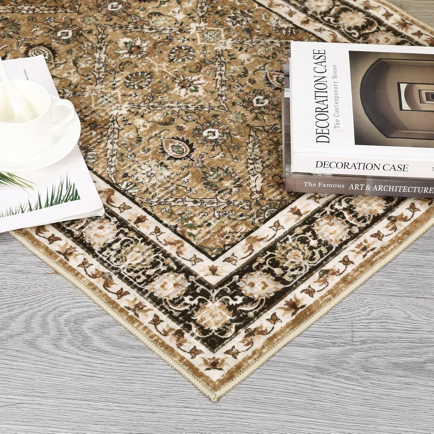 Runner Rugs for Hallway 2x6 Rug Runner Washable Kitchen Rugs Non Slip Vintage Rug Distressed Soft Hallway Runner Bohemian Low Pile Rugs for Living Room Bedroom Decor Nursery Rug Brown