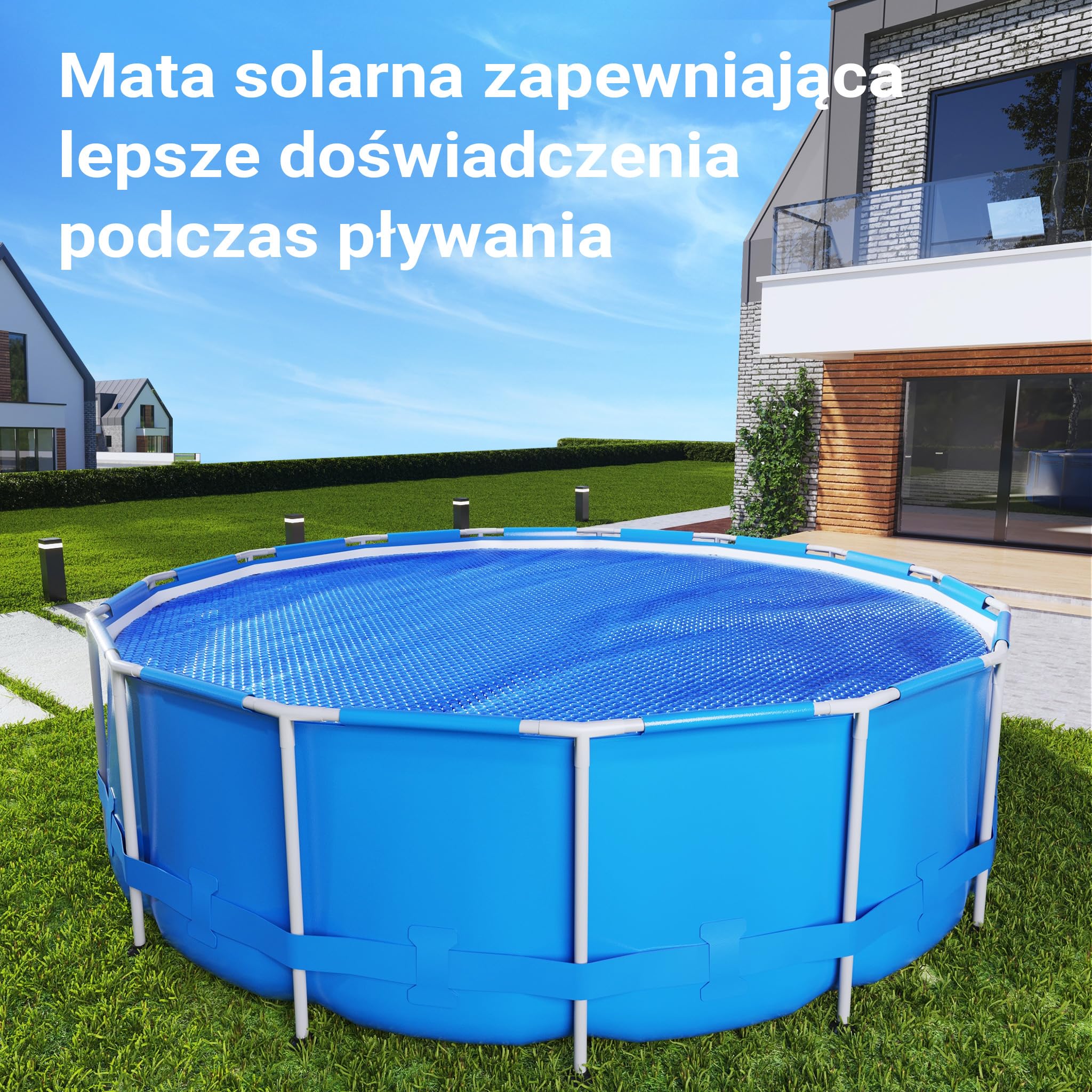 Wiltec Mata solarna do basenu Ø 3,6 m, niebieska folia bąbelkowa na basen o grubości 140 µ, okrągła, do podgrzewania wody w basenie