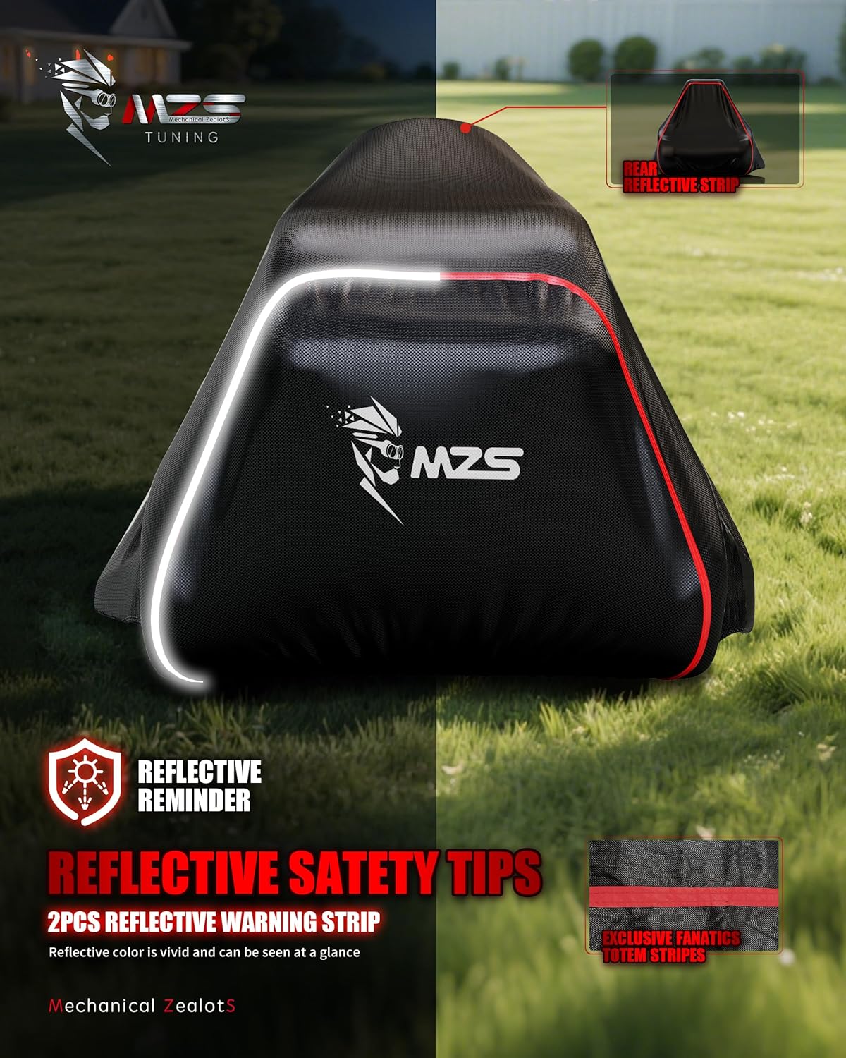 MZS Riding Lawn Mower Cover, Heavy Duty Lawn Tractor Cover with Storage Bag, Waterproof Lawnmower Covers for Outdoor UV Protection Universal Fits Decks Up to 54" Riding Mower