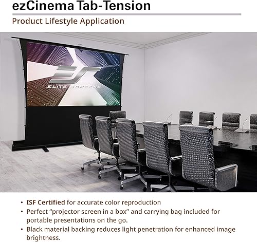 Miniatura 7 de Elite Screens ezCinema - Tensión de lengüeta, 100 pulgadas 43 portátil manual para piso, pantalla de proyector con respaldo de tijera, proyección