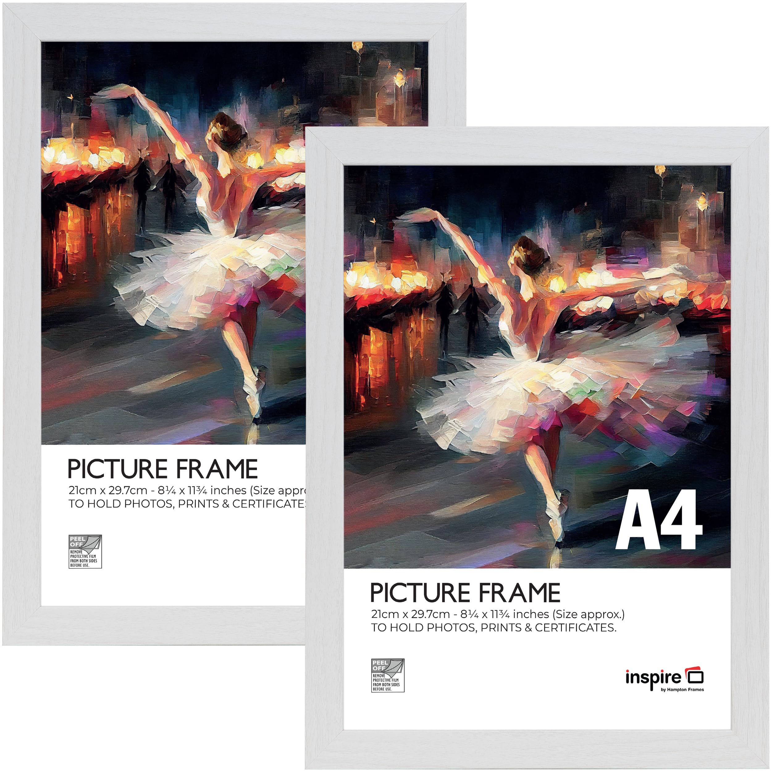 Inspire By Hampton Frames White Inspire By Hampton Bergen A4 (21X30cm) Picture Photo Frame Acrylic (Non-Glass) 2-Pack Ibhbera4ng-Pk2
