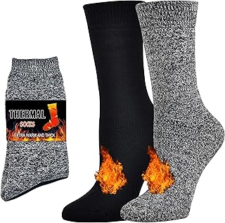 2 Pairs Women Thick Thermal Socks Non Slip Insulated Heated Heavy Warm Socks For Winter Cold Weather