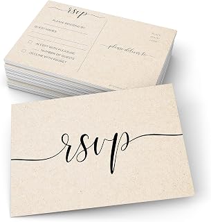 321Done RSVP Postcards (Set of 50) 4" x 6" - Large Blank with Mailing Side - Rustic Kraft Tan, Response Cards for Wedding, Bridal Shower, Baby Shower, Made in USA