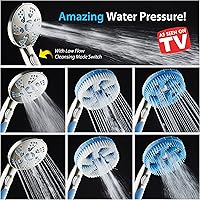 Vista 7 de Aquassage 5 en 1 de AquaCare - Cabezal de ducha de alta presión de 76 modos, combinado, ducha de mano, cepillo corporal y cepillo de pelo en uno.