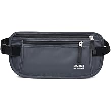 RFID Blocking Money Belt for Men Women, Slim Fanny Pack for Travel,Running,Conceal Waist Wallet for Passport Holder,Phone,CashDark Grey