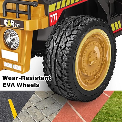 Miniatura 3 de ANPABO Camión volquete de 24 V, motores potentes de 2 x 75 W, hasta 4.4 Mph, neumáticos EVA, vehículo de construcción con cama volquete eléctrica y