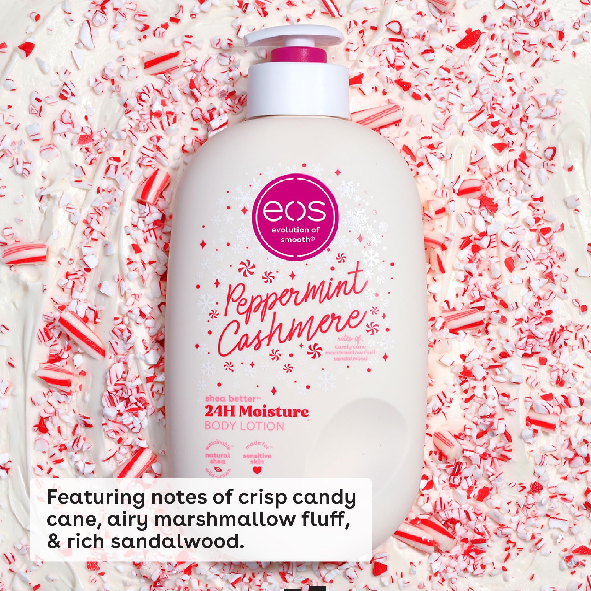 eos Shea Better Body Lotion Pomegranate Raspberry, 24-Hour Moisture Skin Care, Lightweight & Non-Greasy, Natural Shea, Vegan, 16 fl oz