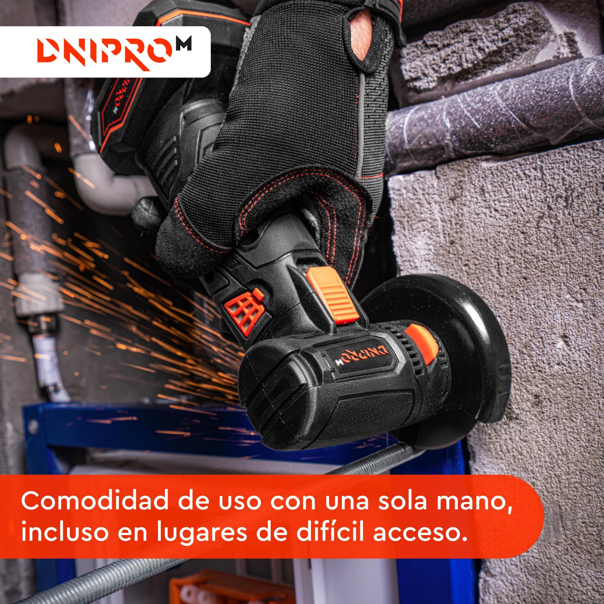 Amoladora Angular Inalámbrica CG-12BC Ultra 12V Brushless - Mini Radial Compacta 76 mm 18.500 rpm para Corte y Desbaste de Metal, Piedra, Cerámica, Porcelana, y Madera - Sin Bateria - Por Dnipro-M