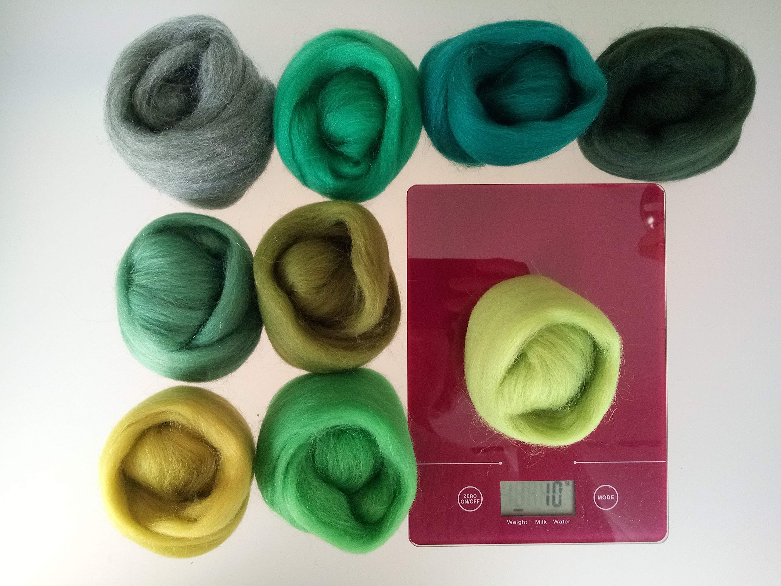 100% Merino Wool Roving, Needle & Wet Felting, Spinning, Weaving & DIY Wool Craft Set 90 g (Green 90 g), Green Pack: Forest - Image 4