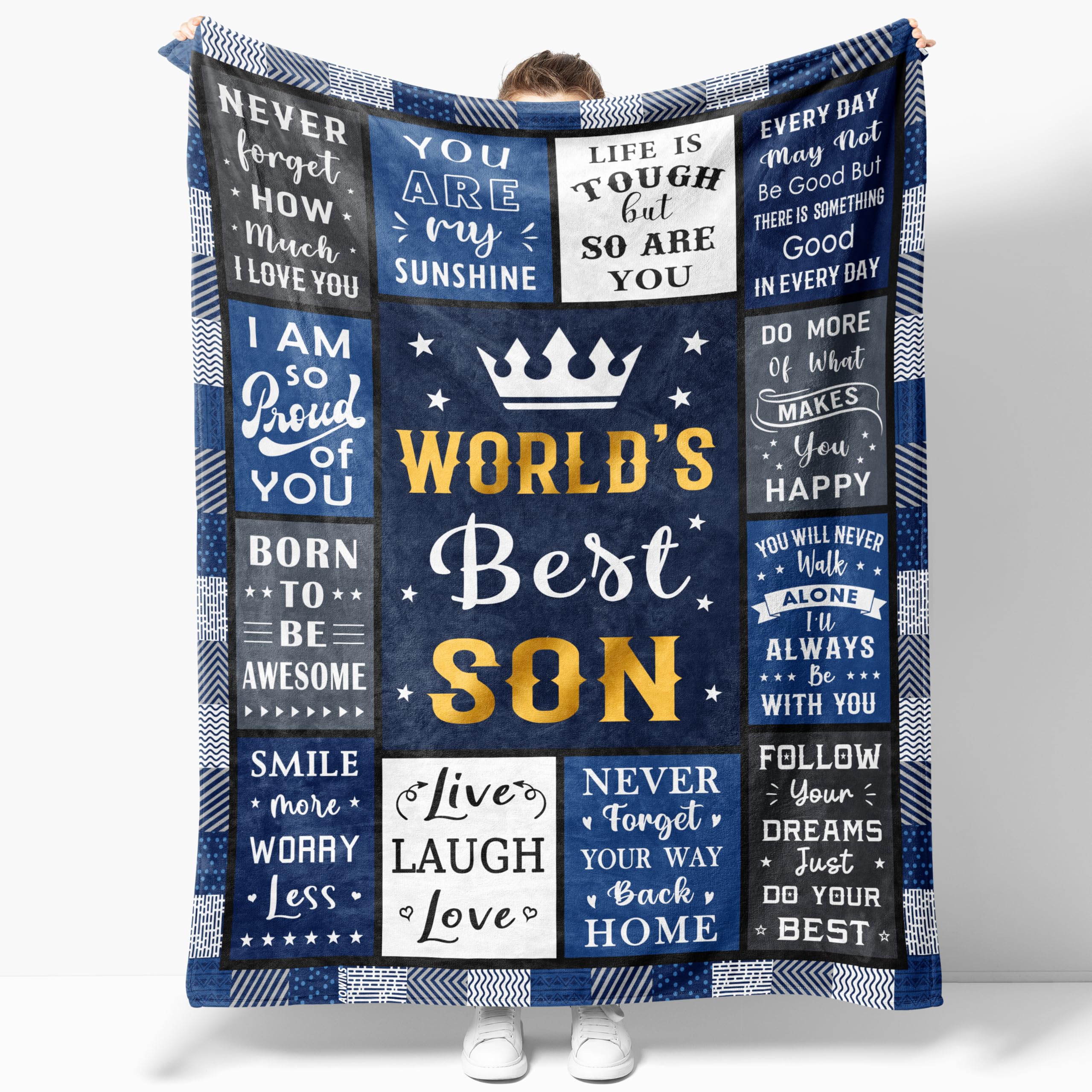 AOWINS Son Gifts, Son Birthday Gifts, Son Gifts from Mum/Dad, Teenage Boy Gifts, Gifts for Sons Adult, Gifts for Son for Birthday/Valentines, to My Son Throw Blanket 150x130CM