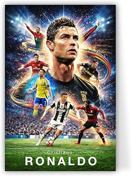 Ronaldo Poster, Famous Soccer Player Posters, Cristiano Ronaldo Posters For Boys Bedroom, Soccer Wall Art, Gift for Fan Football, Cristiano Ronaldo Wall Art, Living Room Sport Room Gift for Fan Football - 8x10 Inches