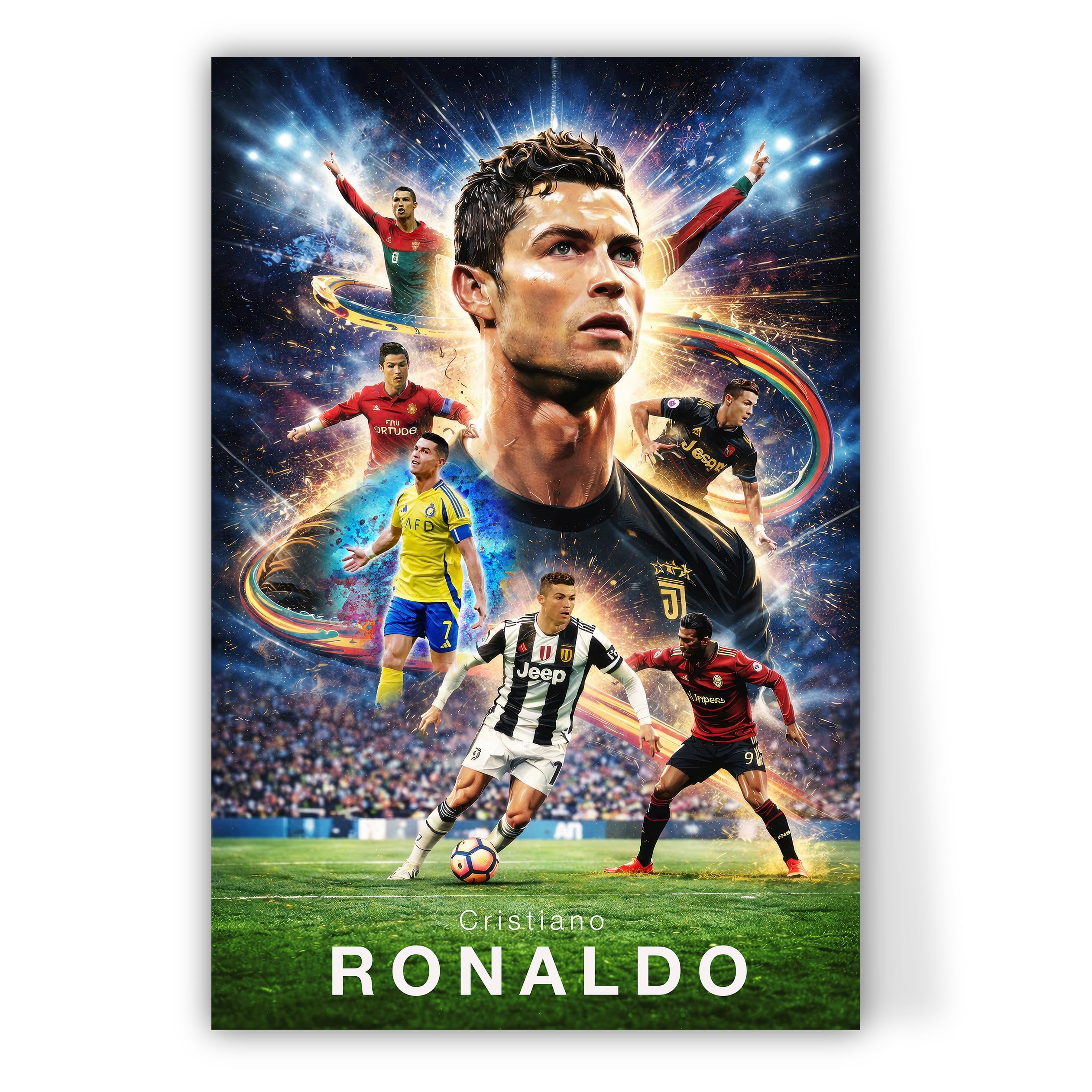 Ronaldo Poster, Famous Soccer Player Posters, Cristiano Ronaldo Posters For Boys Bedroom, Soccer Wall Art, Gift for Fan Football, Cristiano Ronaldo Wall Art, Living Room Sport Room Gift for Fan Football - 16x20 Inches