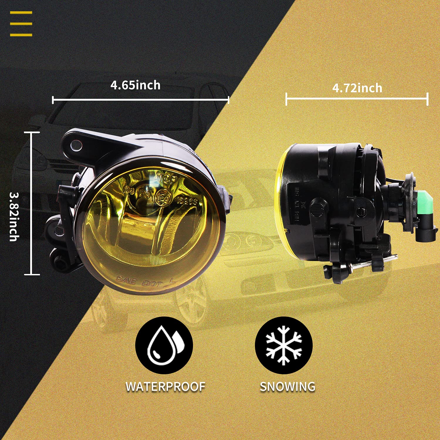 Fendinebbia adatto per Volkswagen Golf V (1K1/1K5) 11/2004-06/2009, un paio di fari fendinebbia (amarillo)