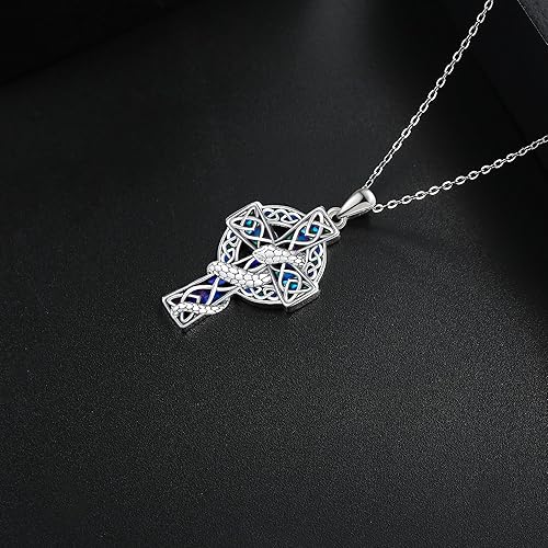 Miniatura 3 de Collar de cruz para mujer de plata de ley 925 con nudo celta, collar de cruz con colgante de cruz crucifijo, regalo de joyería