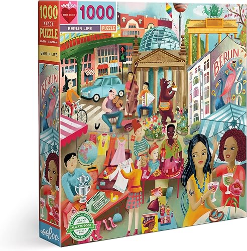 eeBoo Piece and Love Berlin Life - Rompecabezas cuadrado de 1000 piezas, piezas de rompecabezas resistentes, una actividad cooperativa con amigos y