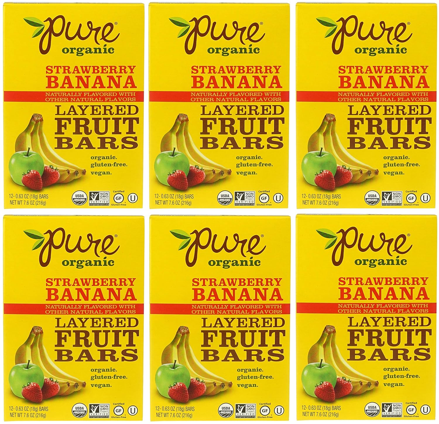 Pure Organic Layered Fruit Bars 12 Bars (Strawberry