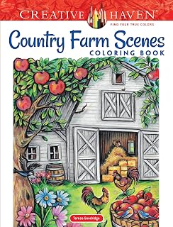 Creative Haven Country Farm Scenes Adult Coloring Book: 31 Detailed Farm Illustrations for Stress Relief & Relaxation