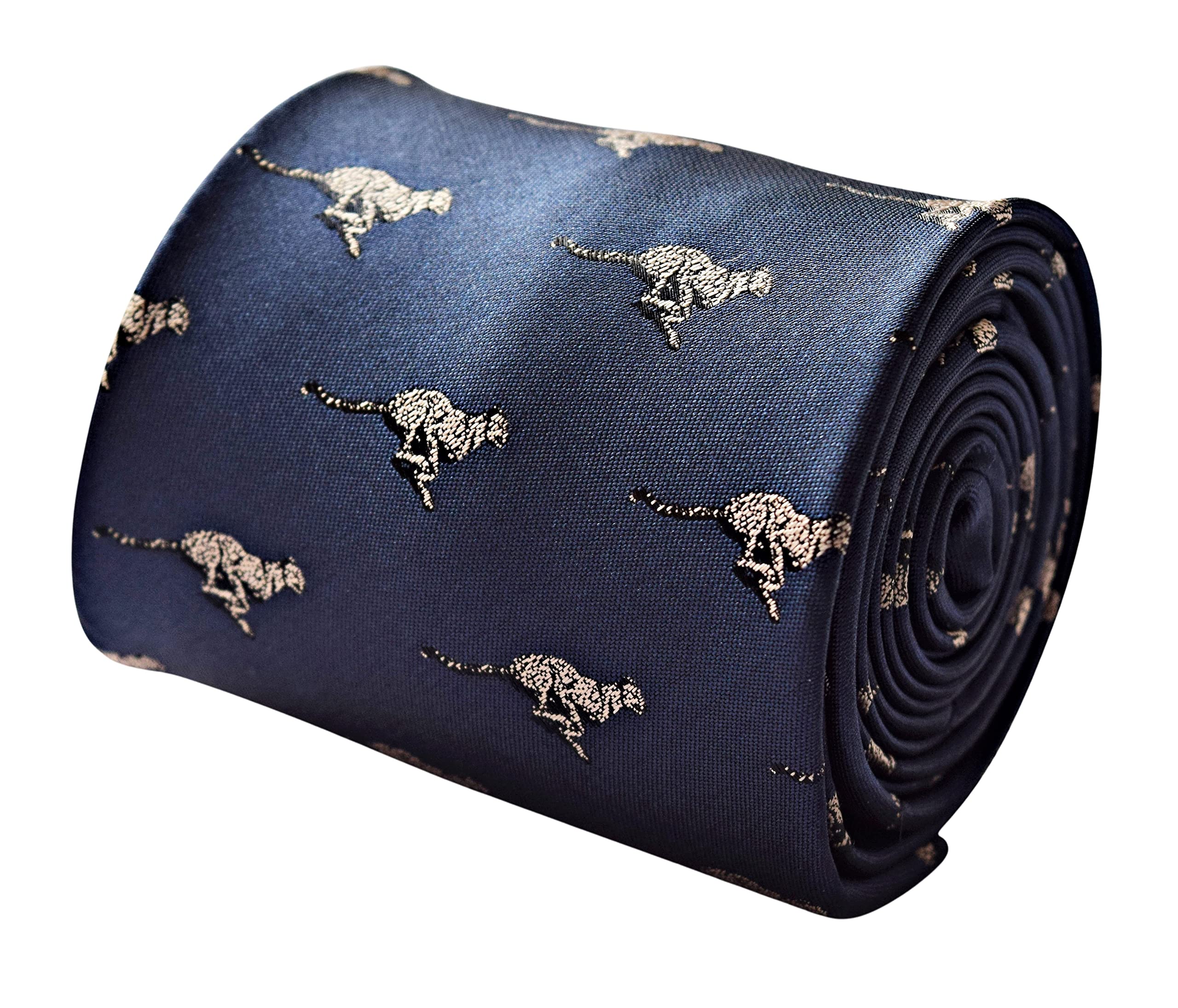 Frederick Thomas Men's Navy Blue ’S Tie With Cheetah Pattern With 8Cm Width And 147Cm Length, Microfibre Fabric, Suitable For Office, Weddings, Formal & Special Occasions