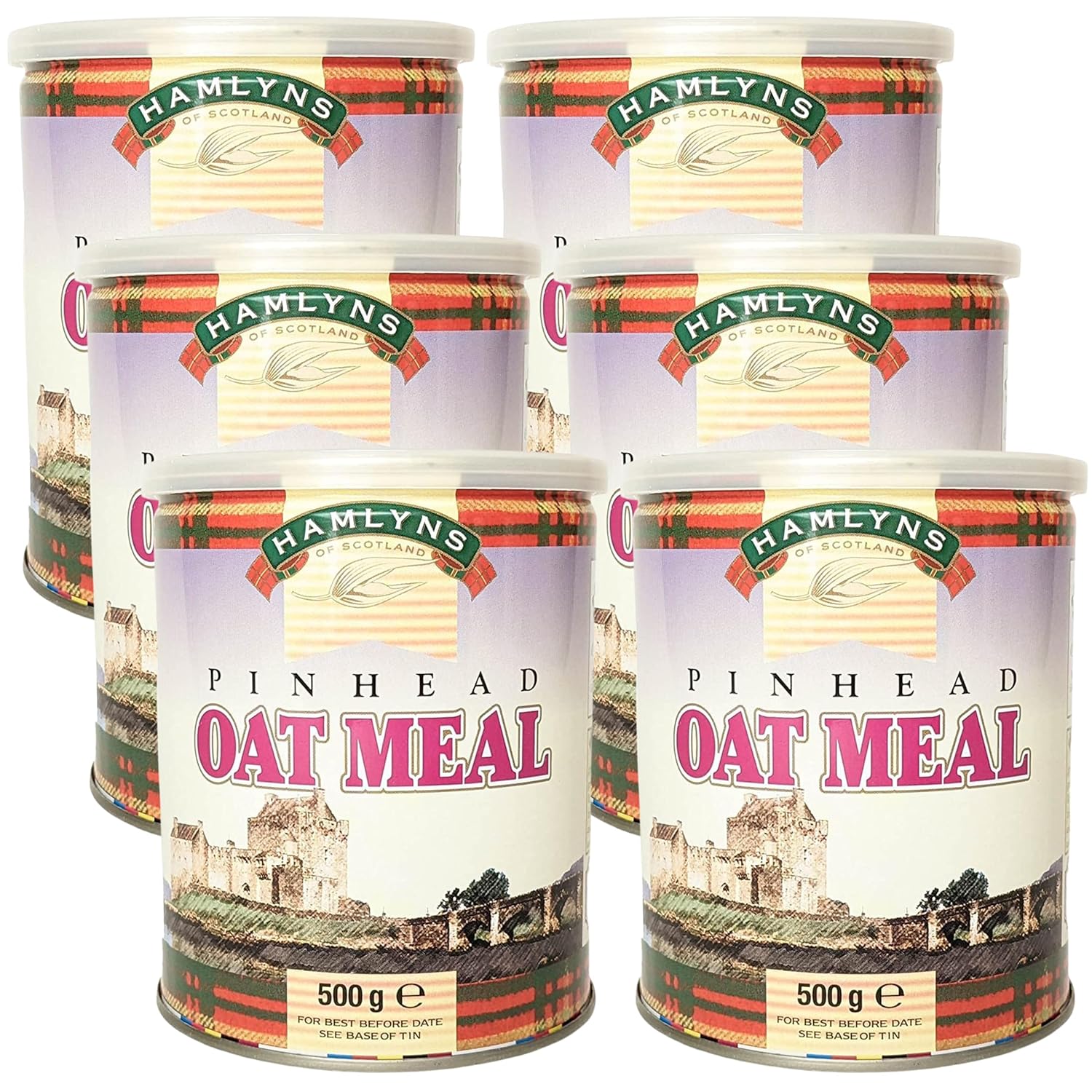 Hamlyns Scottish Steelcut Pinhead Oats, 17 Ounce Tin (Pack of 6)