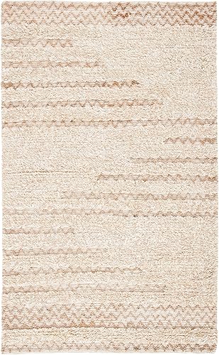 SAFAVIEH Natura Collection - Alfombra de área de 6 x 9 pies, beige y natural, lana hecha a mano, ideal para zonas de alto tráfico en sala de estar,