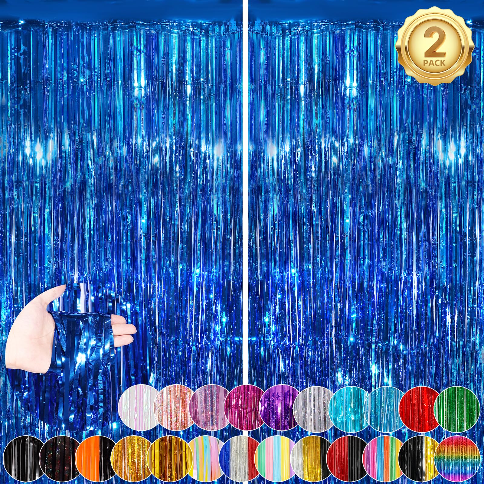Black Foil Fringe Backdrop - 2 Pack Streamers -27