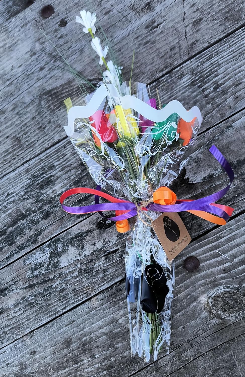 Gay Pride Flower Bouquet Closed Bud Rainbow Colors (1 Dozen)