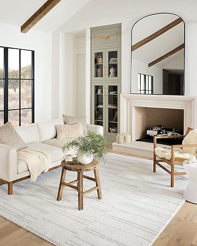 Loloi II Bliss Shag Collection BLS-02 - Alfombra decorativa de 2 pies y 3 pulgadas x 4 pies, color blanco y gris