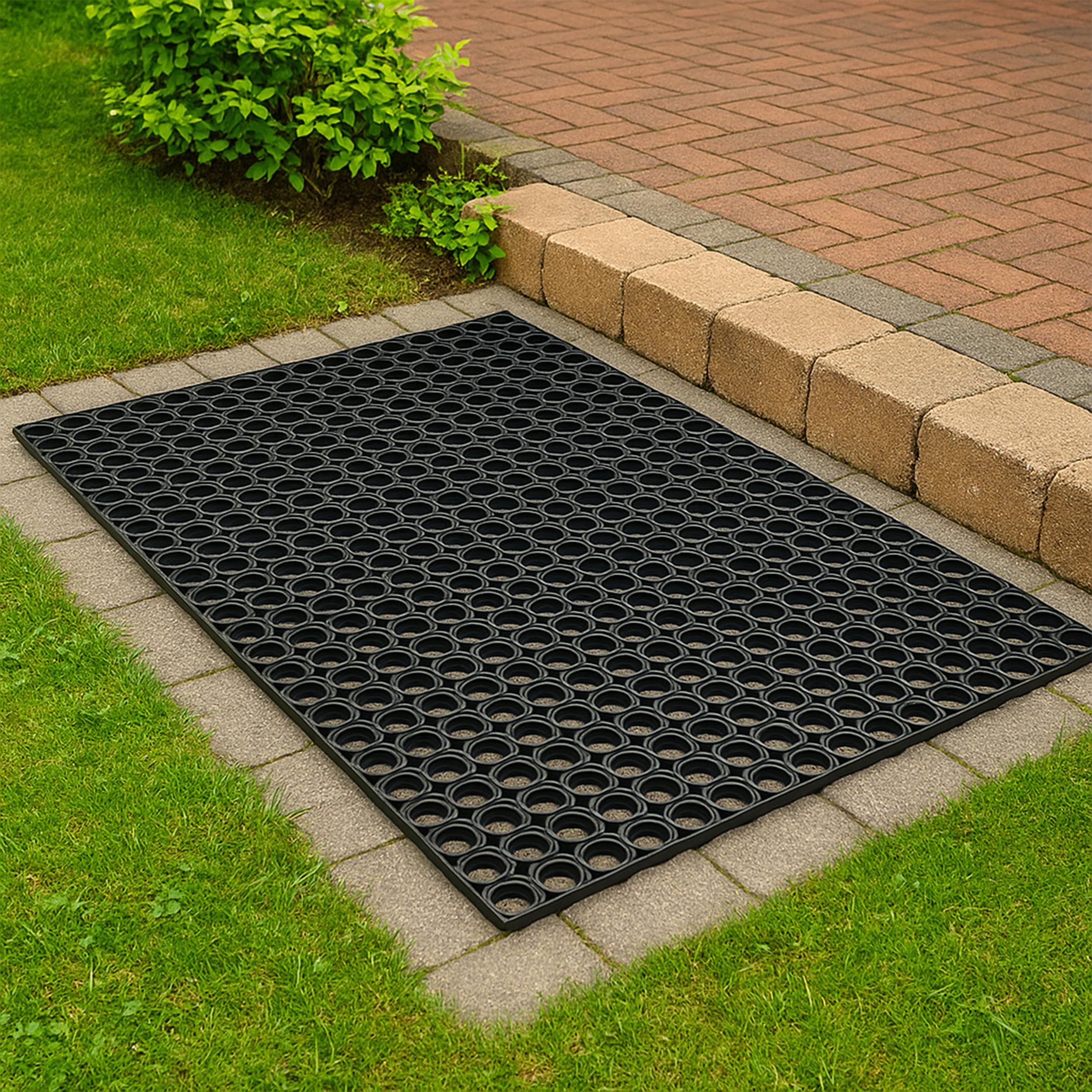 Rutschfeste Gummimatte Außen & Innen - Schwarz 80 x 120 cm (Rechteckig) | Witterungsbeständige Fußmatte Gummi Türmatte strapazierfähig Fußabstreifer klassisch Fußabtreter aussen Schmutzfangmatte