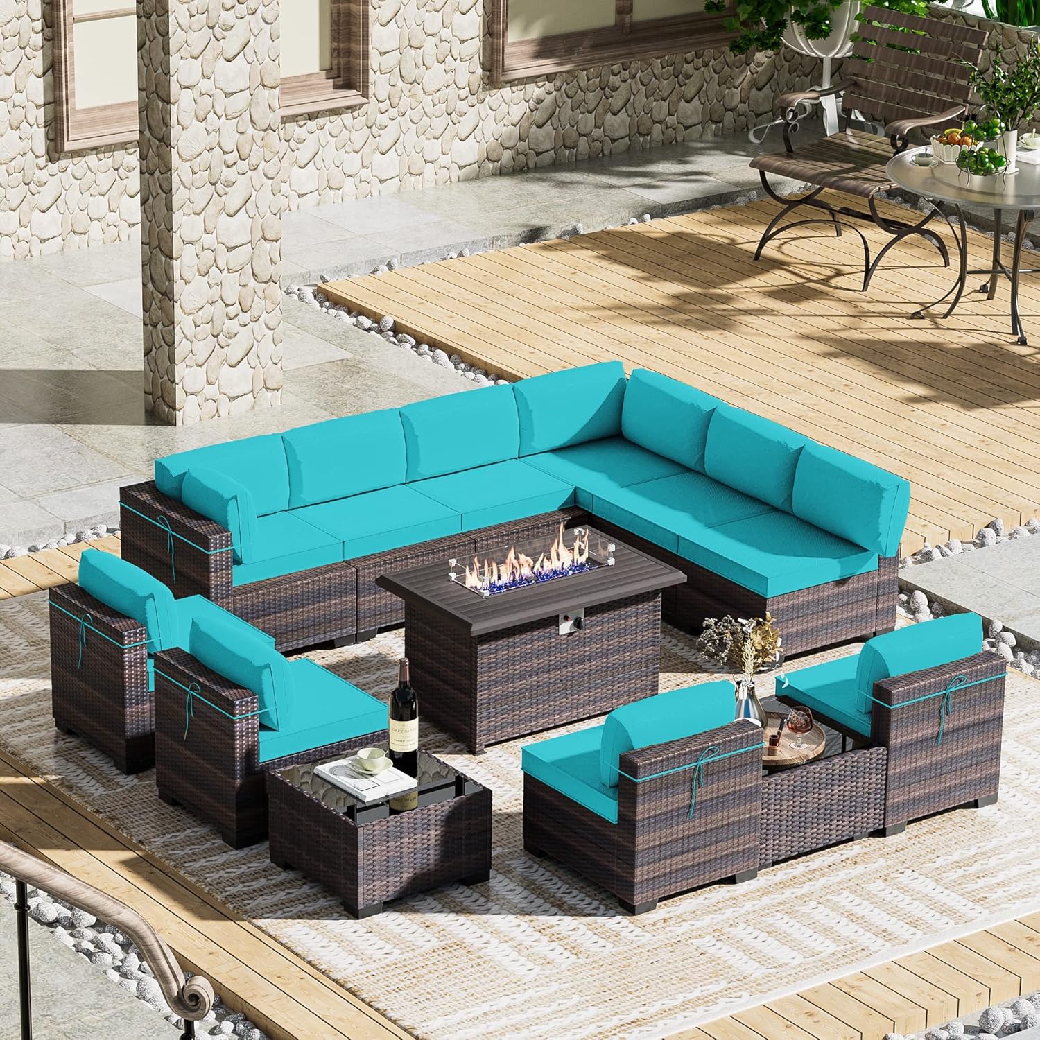 RTDTD 13 Pieces Outdoor Patio Furniture Set with Propane