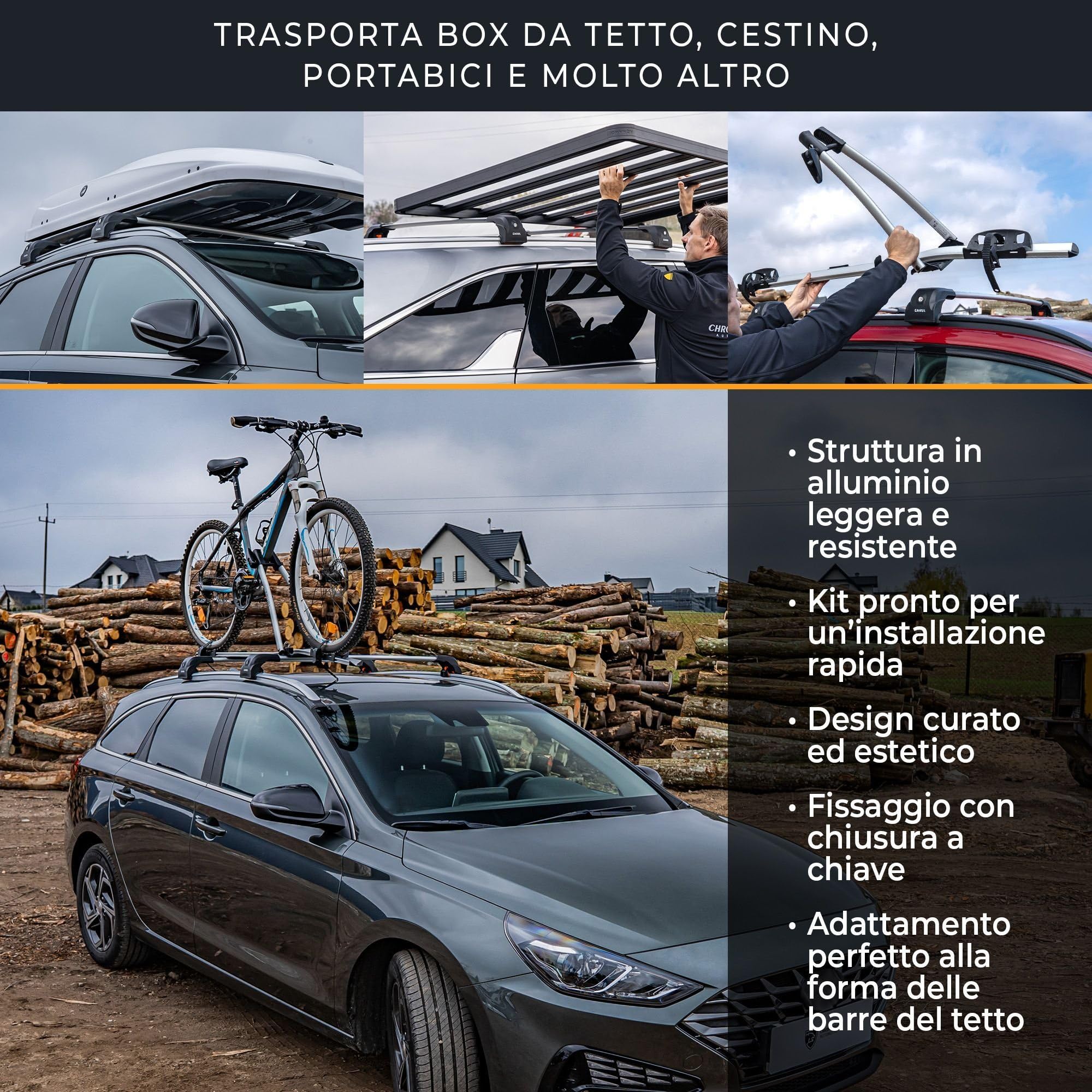 CHROMEMASTER Barre Portatutto Tetto Compatibili con Ford Puma 2020+; Portapacchi da Tetto per Box, Portabici, Scala | Ideale per Viaggi, Vacanze, Uso Quotidiano