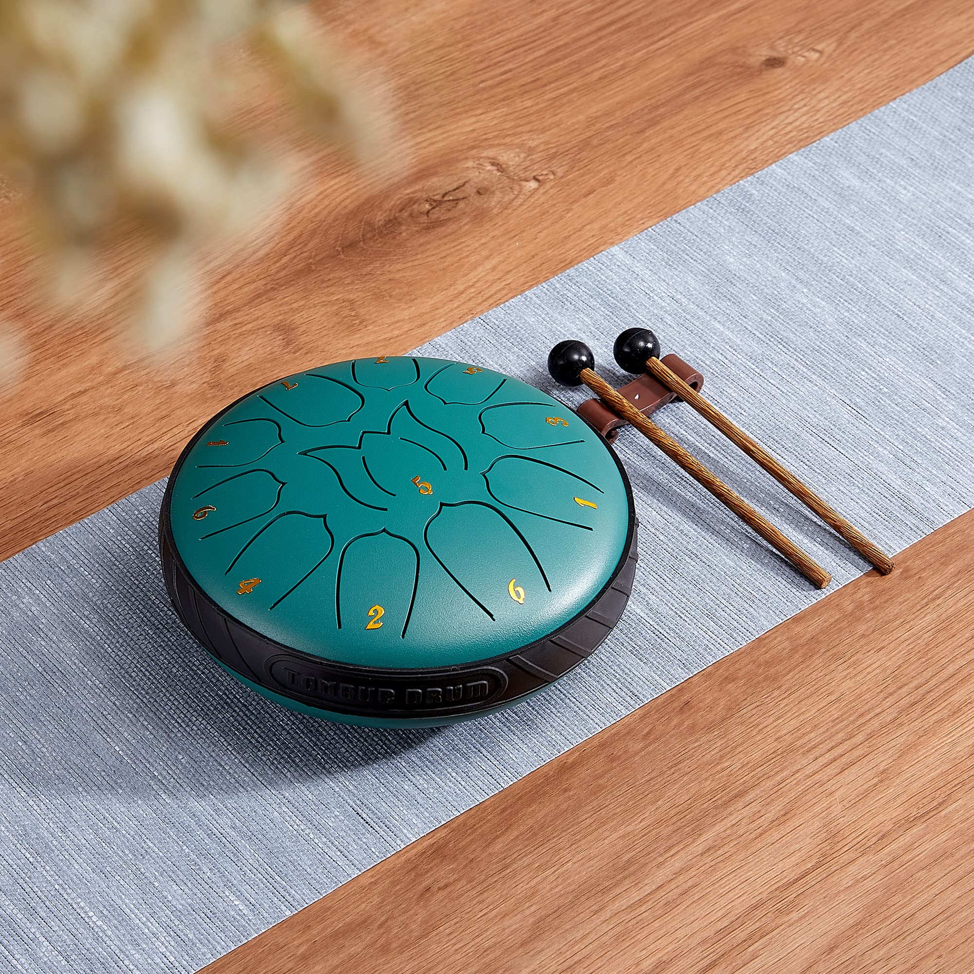 ZXZYHFTY Tambour à langue en acier de 15,2 cm à 11 notes avec sac, livre de musique, baguettes, support de maillet et pagaies de doigts, pour camping, méditation ou yoga (vert)