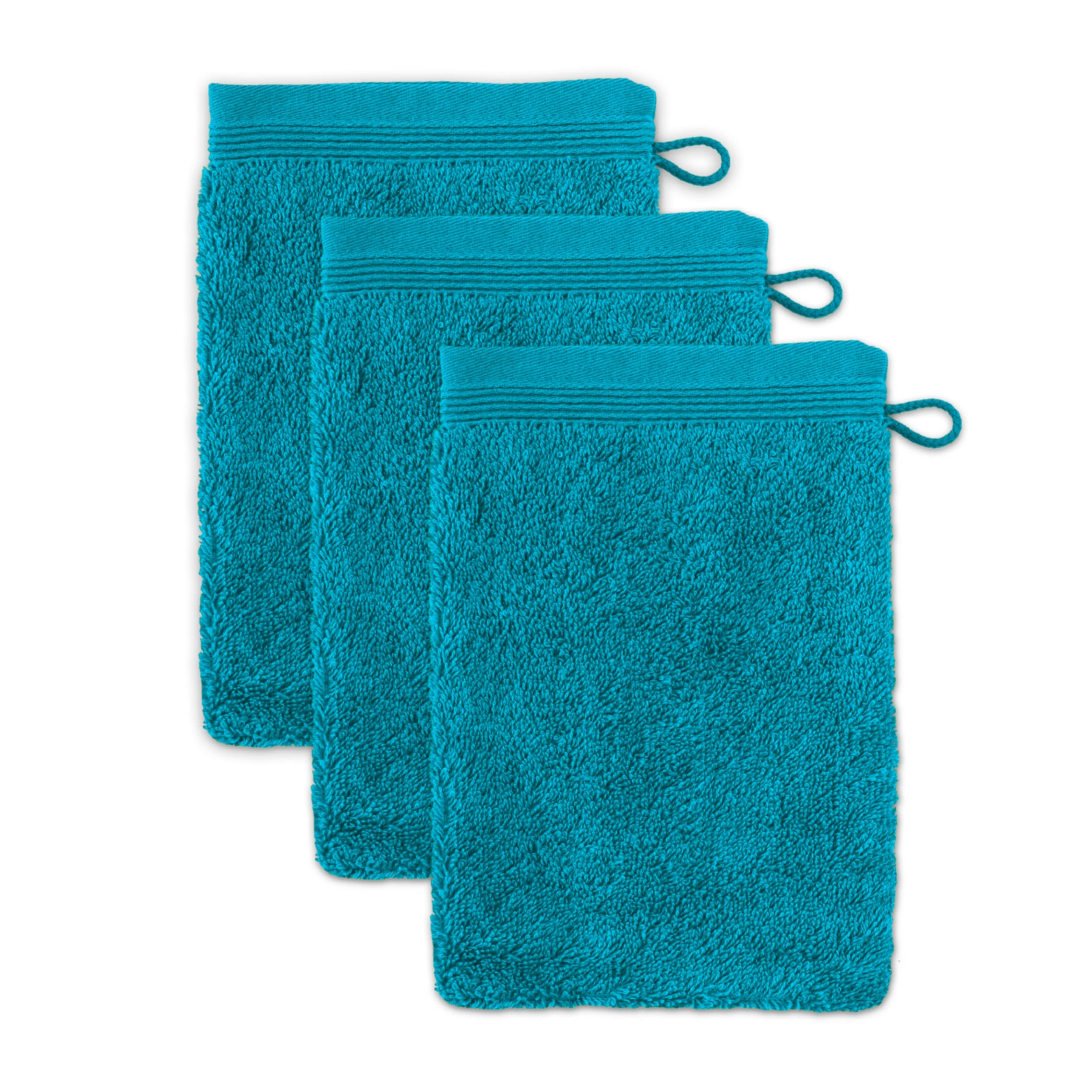 Möve 3er set Superwuschel wash glove 15 x 20 cm made of 100% cotton, lagoon