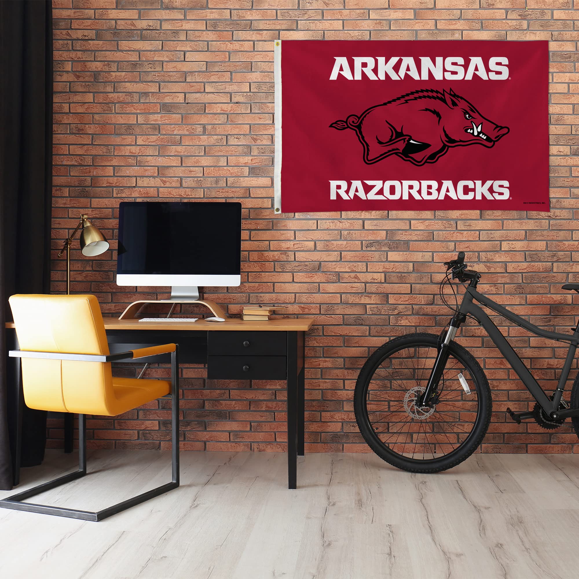 Rico Industries NCAA 3-Foot by 5-Foot Single Sided Banner Flag with Grommets, Arkansas Razorbacks, Team Color, 3' x 5' - Image 2