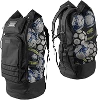 Fitdom Heavy Duty XL Soccer Mesh Ball Bag w/ Backpack Straps & Pockets - Coach Approved Equipment Carrier
