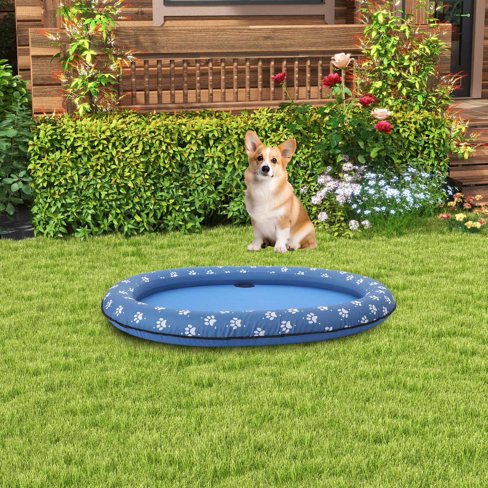 Toyvian 1pezzi Piscina Pieghevole per Cani e Gatti Vasca Gonfiabile Portatile e Galleggiante Piscinetta da Esterno Resistente per Rinfrescare Animali Domestici Facile da Trasportare