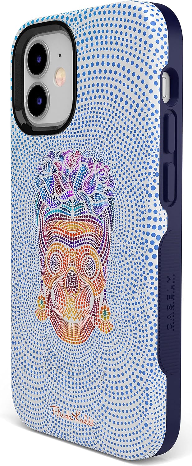 Casely iPhone 11 Case | Vida y Muerte | Frida Kahlo Dotted Skull | Bold Protective Design