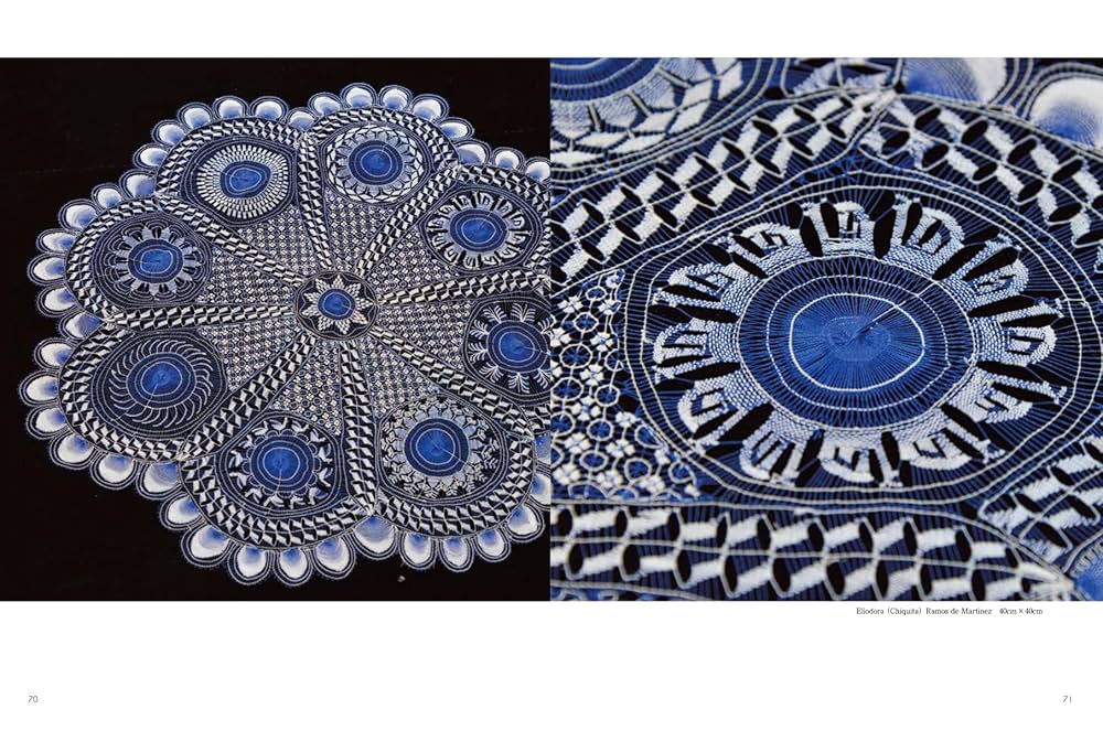 希少テーブルクロス　パラグアイ伝説織　色鮮やかニャンドゥティレース　長方形　大判 ニャンドゥティレースのテーブルセンター マルチカラー 63cm