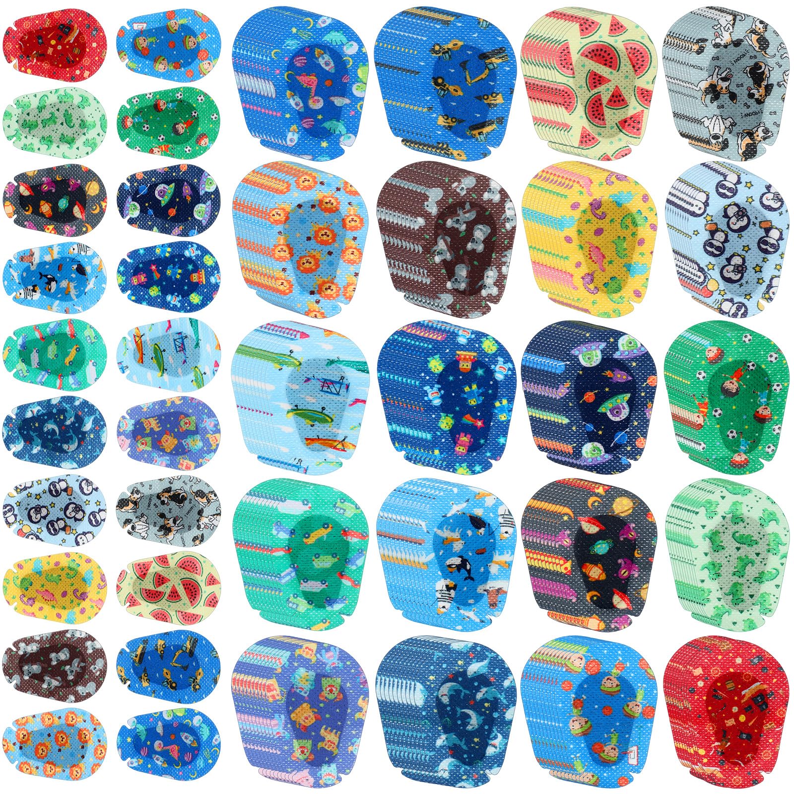 200 Pcs Adhesive Eye Patches for Kids Boys 20 Styles Breathable Boy Eye Patch Bulk Light Blocking Cotton Adhesive Bandages for Toddler Boys, 3 x 2 Inch