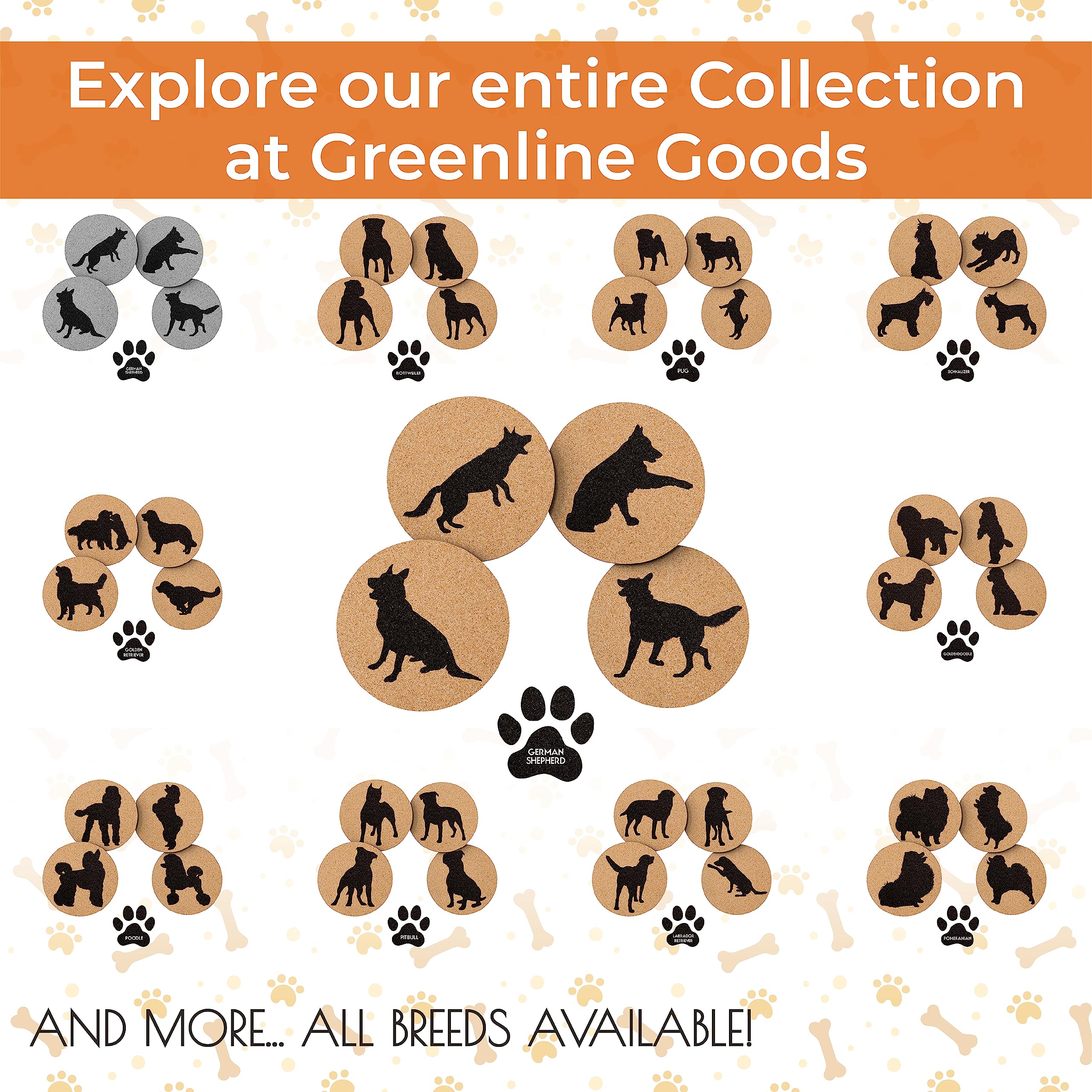 German Shepherd Lovers Cork Drink Coasters - Set of 4 With Protective Bottom | Dog Decor for Drinks | Great Gift Idea for Shepherd Moms & Dads