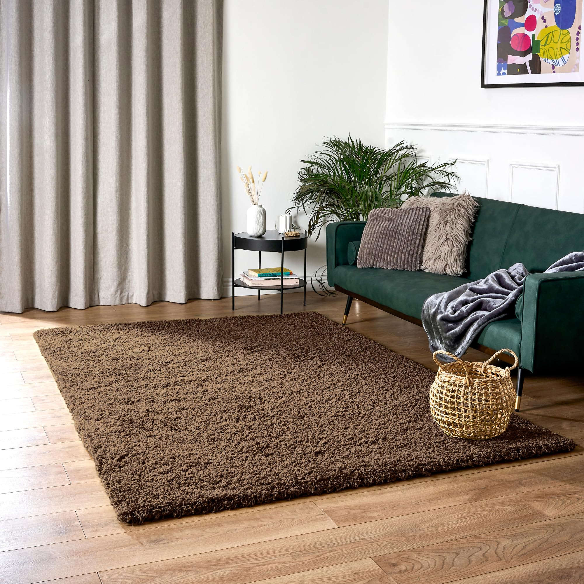 Bravich Navy Blue Shaggy Rug 80 x 150cm (2'7" x 4'11") 5cm Pile Medium Thick Fluffy Living Room Hessian Backed Washable — view 20