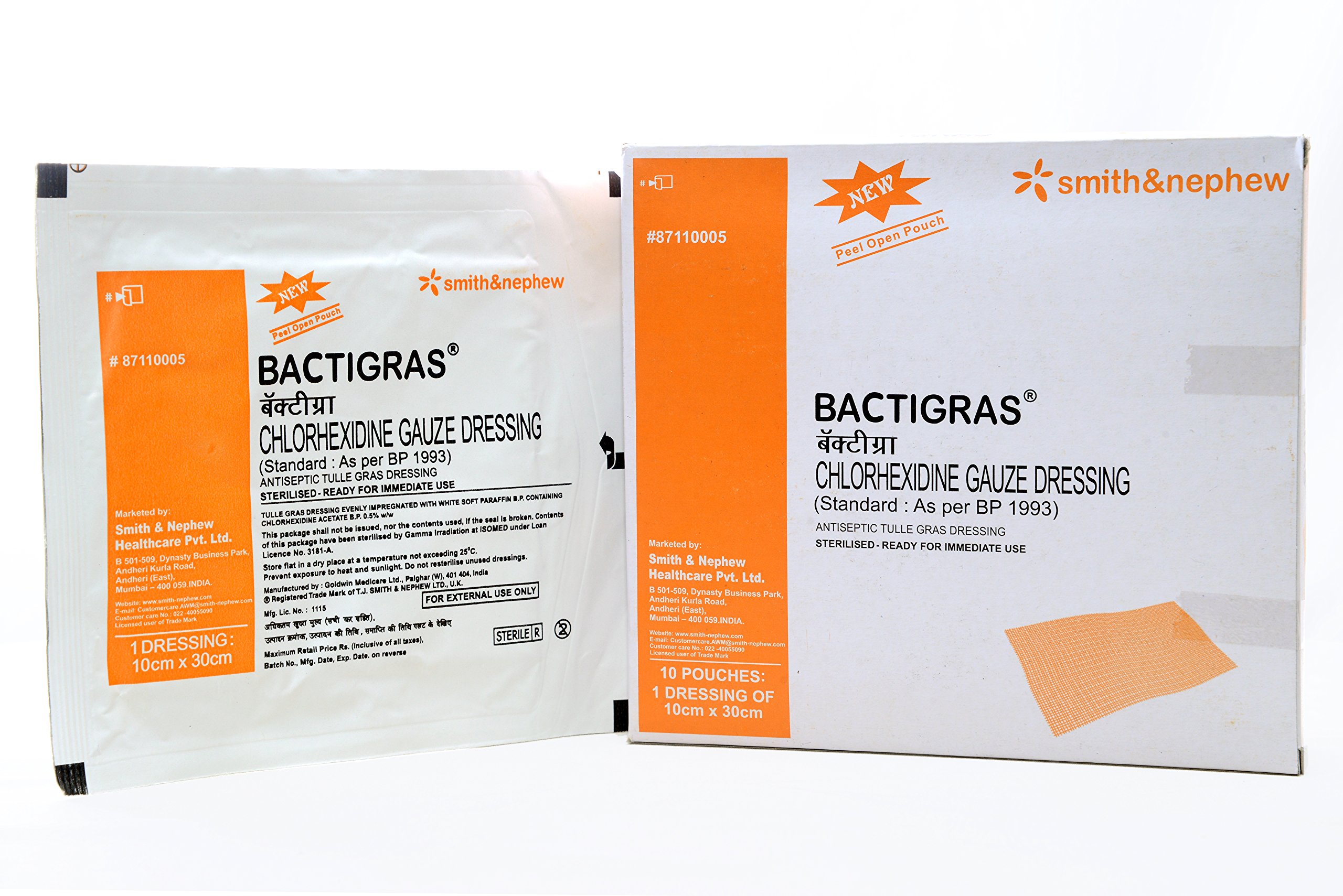 Smith and Nephew 87110005 Bactigras, 10cm x 30cm