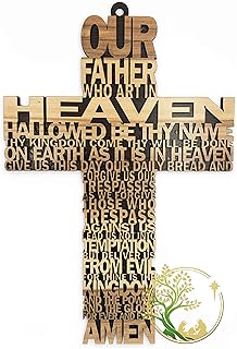 Our father prayer cross made from olive wood - Crucifix/Wall Cross Hand Crafted by Christian families in Bethlehem. A unique Religious Gift for Christmas or Any Other Christian Holiday