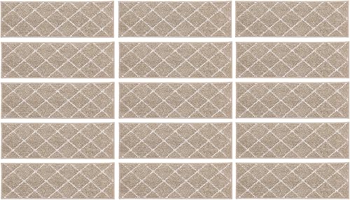 Miniatura 9 de BEQHAUSE Paquete de 15 alfombras antideslizantes de 28 x 9 pulgadas, lavables a máquina, 100% poliéster, suaves, para escalones de madera, color