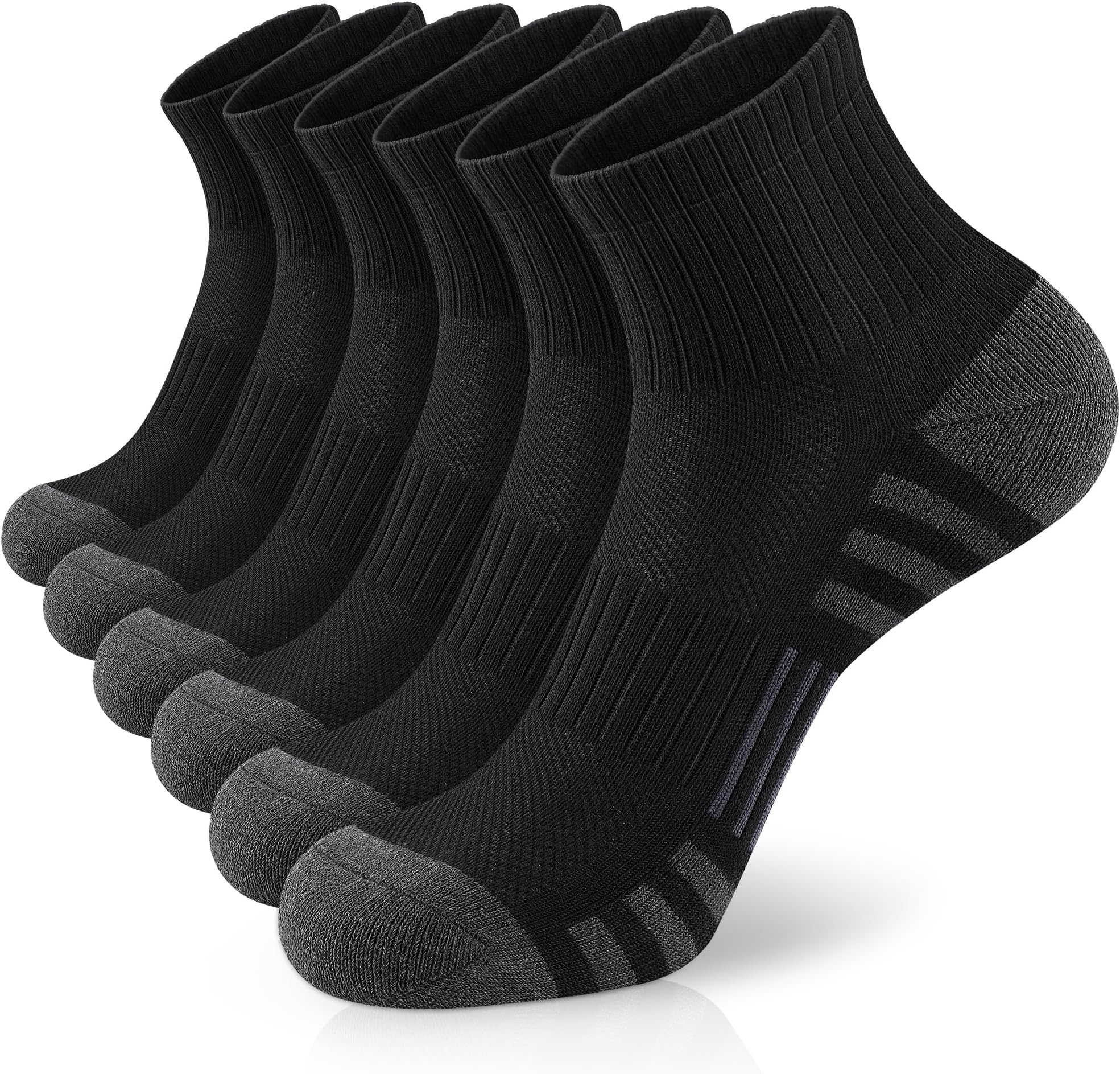 Athletic Quarter Socks with Cushion Running Ankle Socks for Men Women 6 Pairs