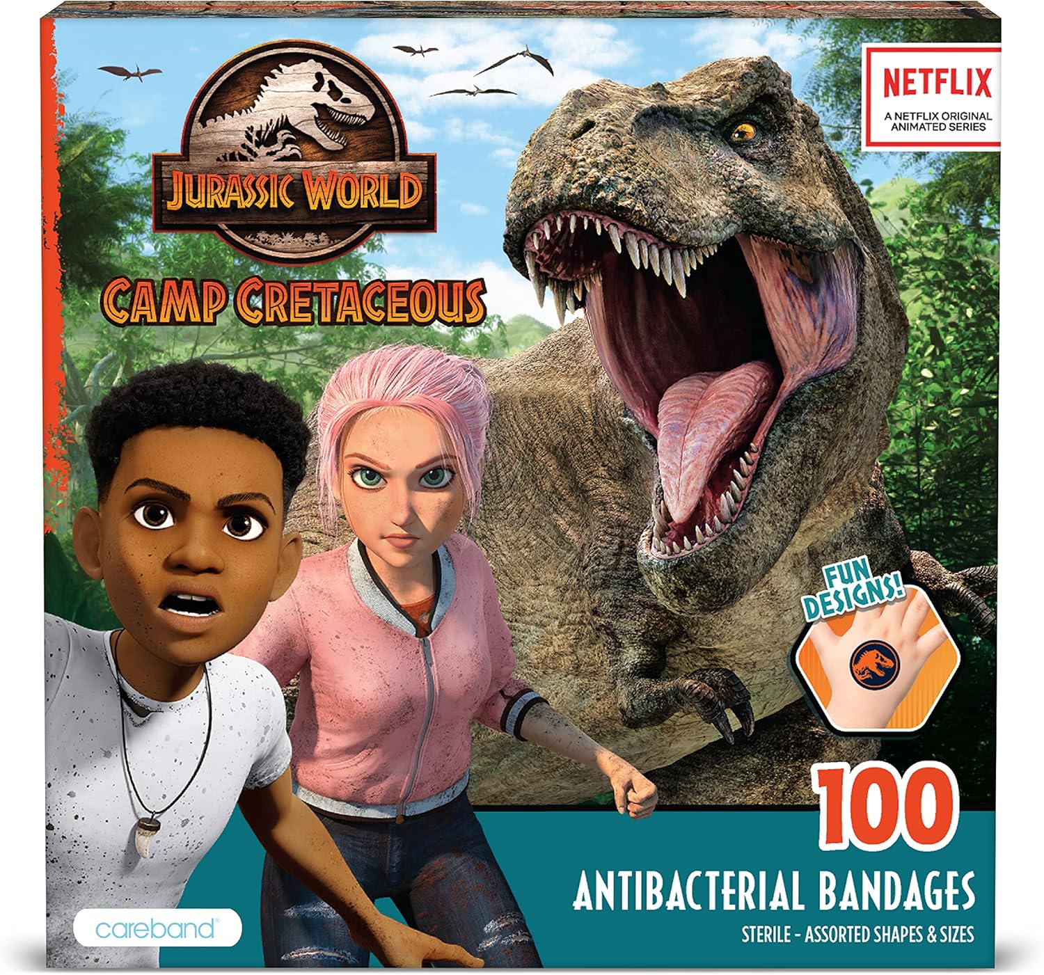 Jurassic World Camp Cretaceous Kids Bandages, Fun Dinosaur First Aid Bandages for