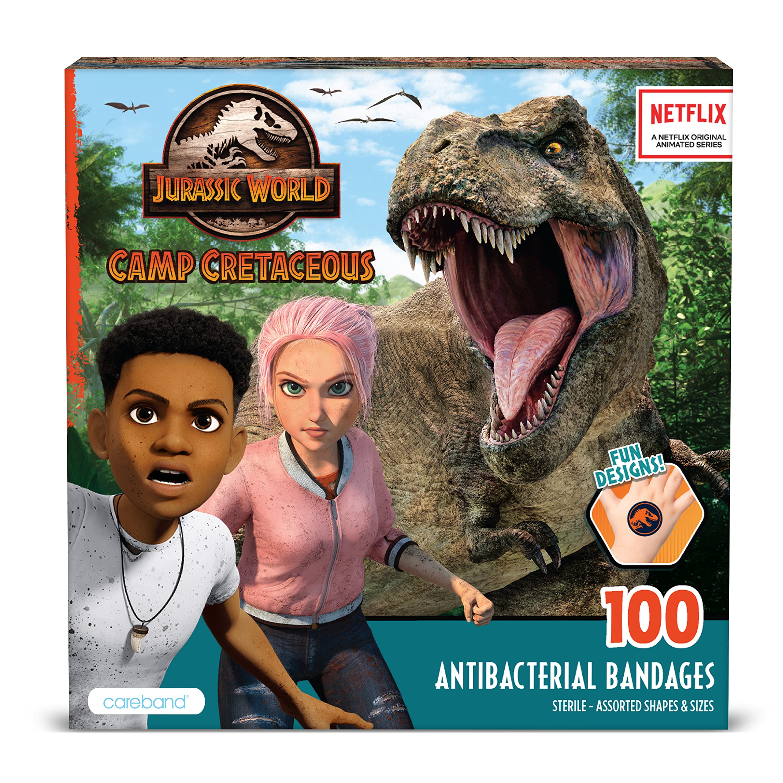 Amazon.com: Jurassic World Camp Cretaceous Kids Bandages, Fun Dinosaur ...