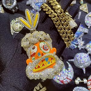 ICEDIAMOND Cold Enamel Painted Abstract Art Tribal Savage Pendant