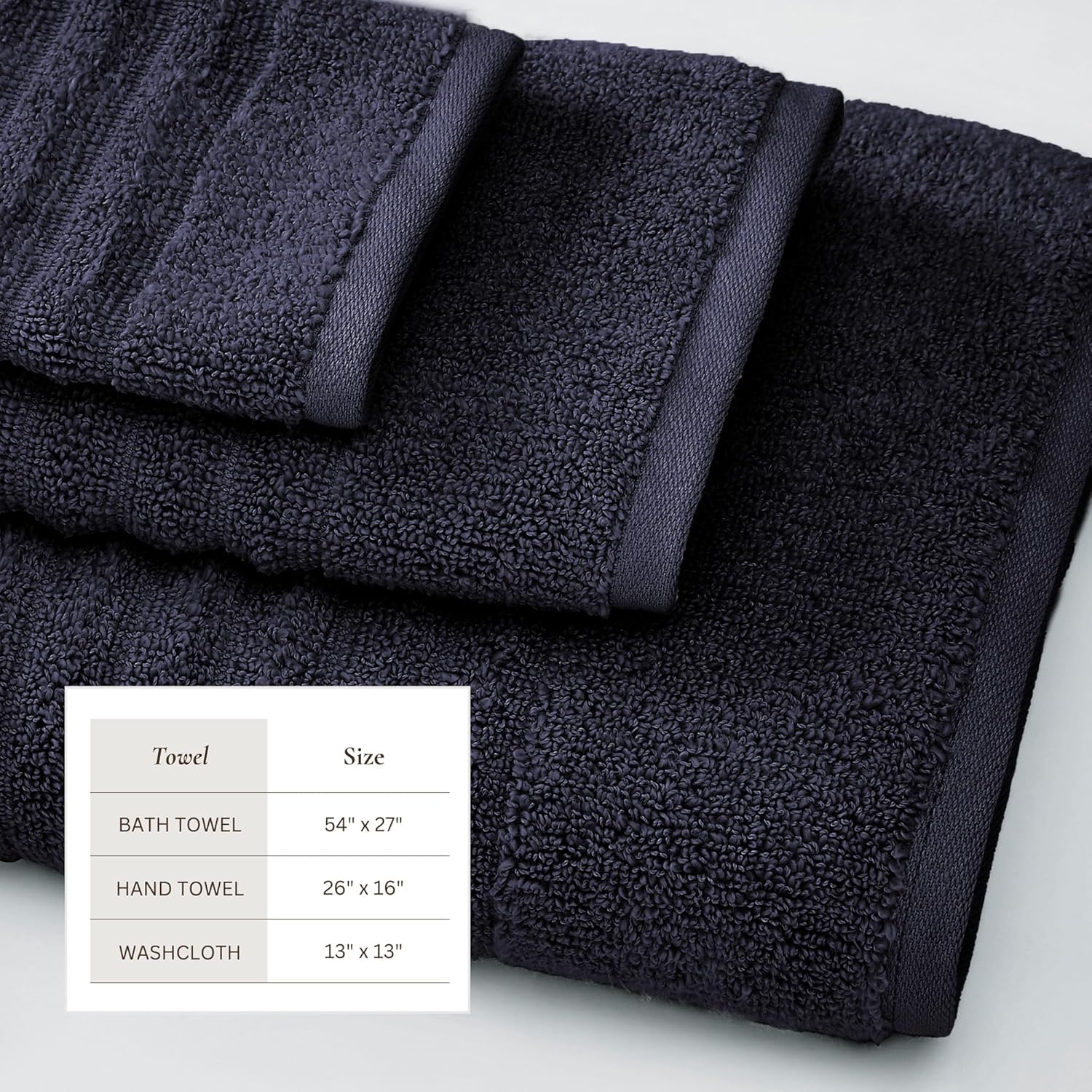 Great Bay Home Bath Towel Set - 100% Cotton 6 Piece Towel Set - Absorbent & Quick-Dry Towels for Bathroom (Navy Blue)