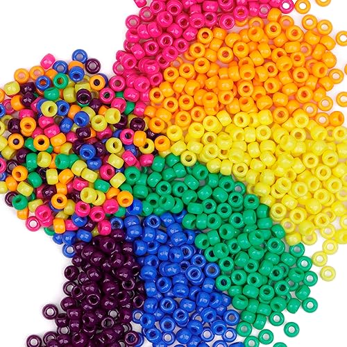 Cuentas de pony de colores para pulseras de amistad, 1000 unidades de cuentas de plástico coloridas de 0.236 x 0.325 pulgadas para hacer joyas,