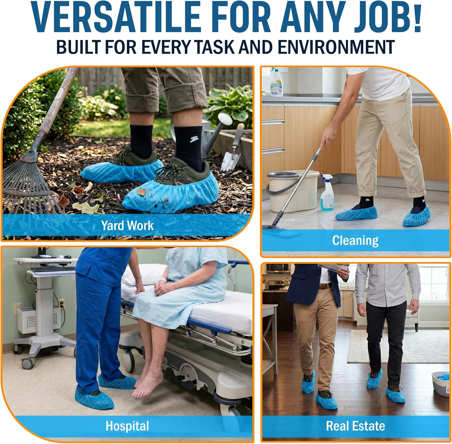 XL Disposable Shoe Covers - 50 Pack (25 Pairs) Oversized Non-Woven Booties